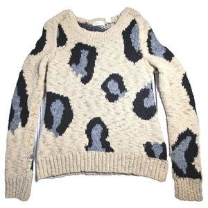 Sleeping In Snow Wool Blend Sweater Leopard Print Women's XSmall Anthropologie